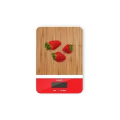 Balance de cuisine rouge et bambou - Pebbly