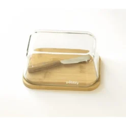 Beurrier verre et bambou + couteau à beurre - Pebbly