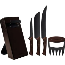 Bloc à Couteaux + 3 Couteaux de Cuisine Inox et Bois Black - Tramontina
