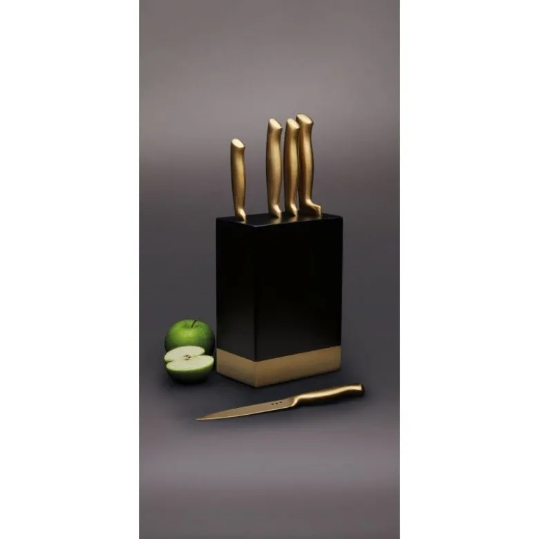 Bloc couteaux 5 pièces inox laiton - MasterClass