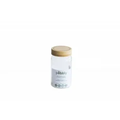 Bocal rond en verre + couvercle bambou 650ml - Pebbly