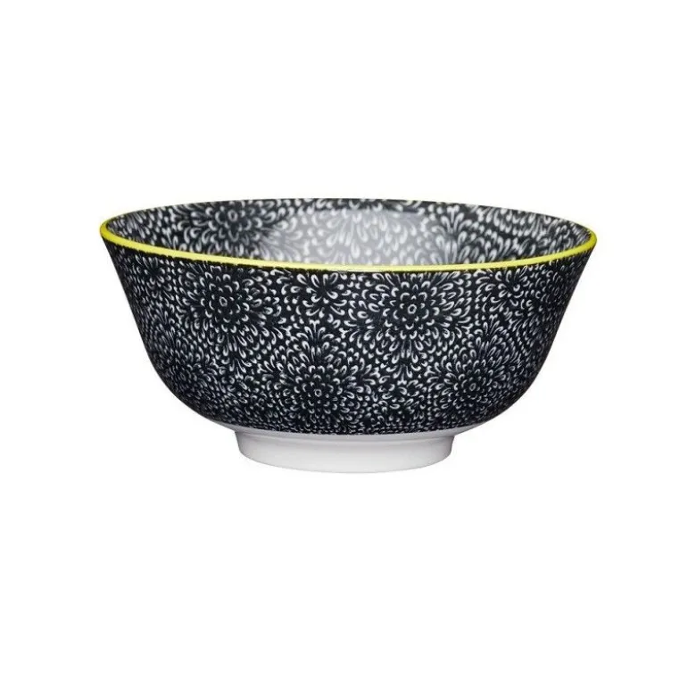 Bol Buddha Bowl céramique fleur noir - Kitchen Craft