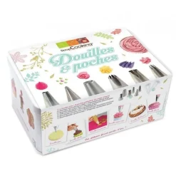 Boîte 6 douilles inox + 8 poches à douille - ScrapCooking