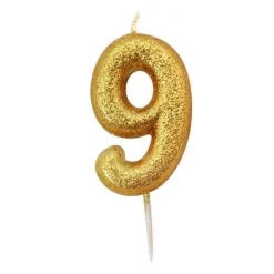 Bougie anniversaire Or Chiffre 9 - Anniversary House