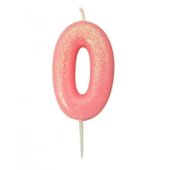 Bougie anniversaire Rose Chiffre 0 - Anniversary House