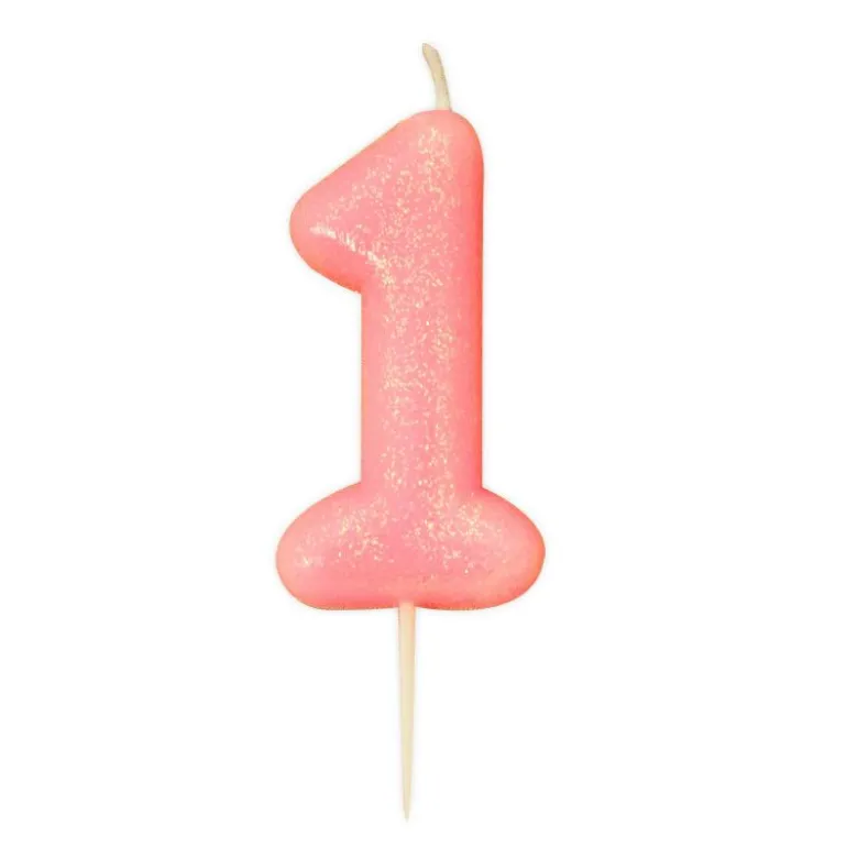 Bougie anniversaire Rose Chiffre 1 - Anniversary House