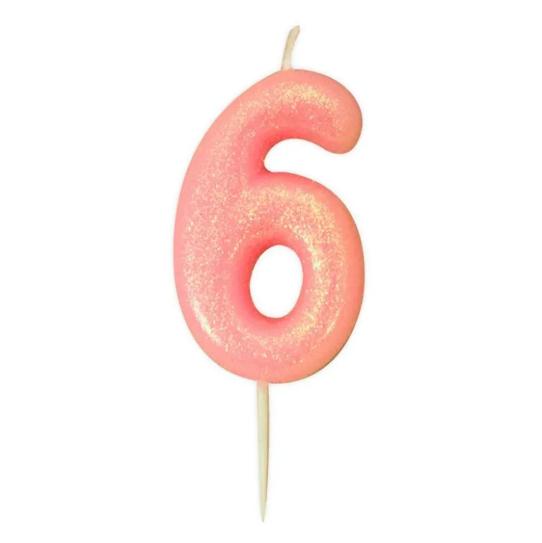 Bougie anniversaire Rose Chiffre 6 - Anniversary House