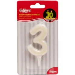 Bougie chiffre 3 fluorescente - DeKora