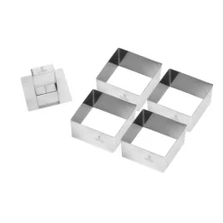Cadre à pâtisserie carré 7 cm (x4) et poussoir - Gobel