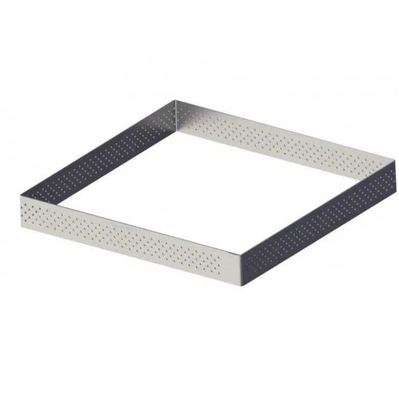 Cadre à tarte perforé carré 8cm Valrhona - De Buyer