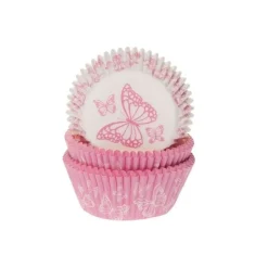 Caissette cupcake Papillon rose x50 - House of Marie