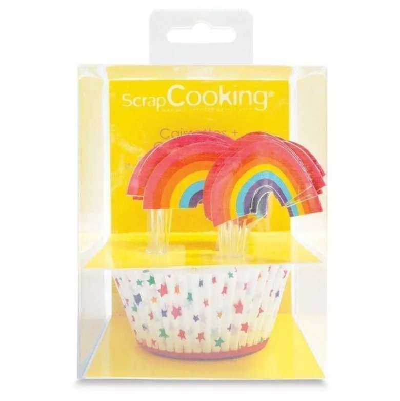 Caissette et cake topper Rainbow x24 - ScrapCooking