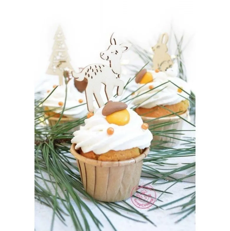 Cake topper bois Forêt enchantée x4 - ScrapCooking