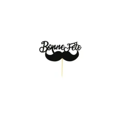 Cake Topper Bonne Fête Moustache sur Pic (x2) - Patisdécor