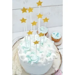 Cake Toppers étoiles dorées x10 20cm - ScrapCooking