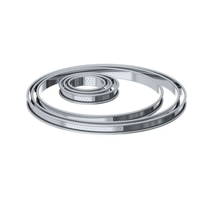 Cercle a tarte bord roulé perforé 10cm - De Buyer