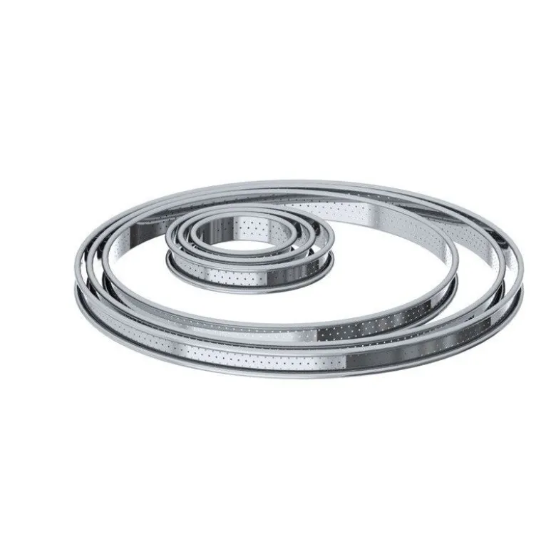 Cercle a tarte bord roulé perforé 24cm - De Buyer