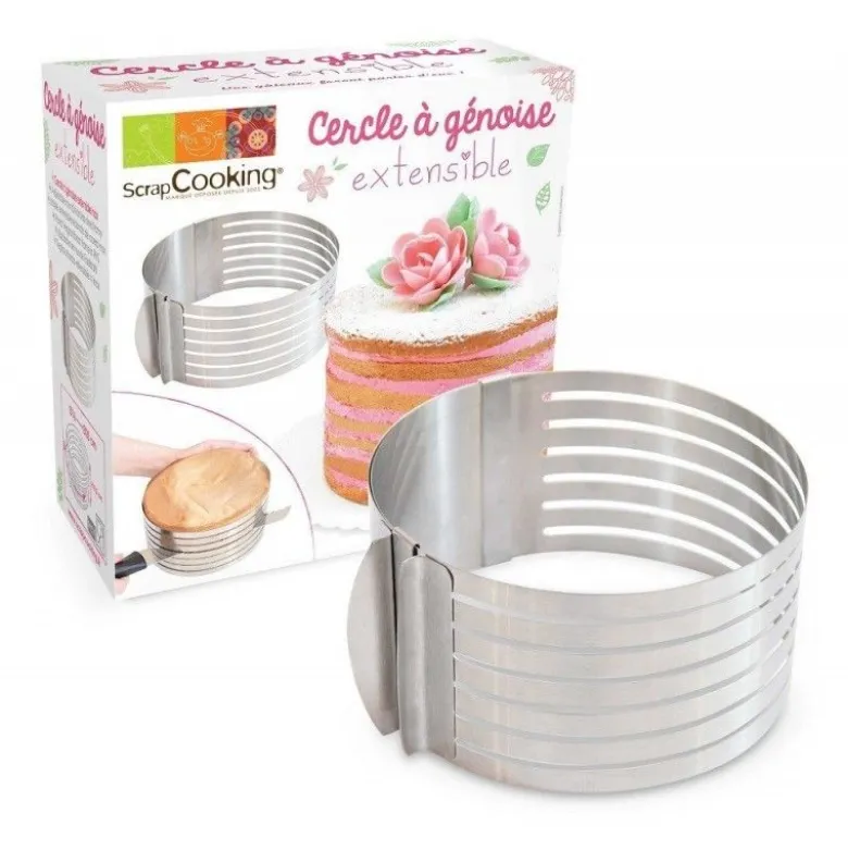 Cercle à génoise extensible inox guide coupe - ScrapCooking
