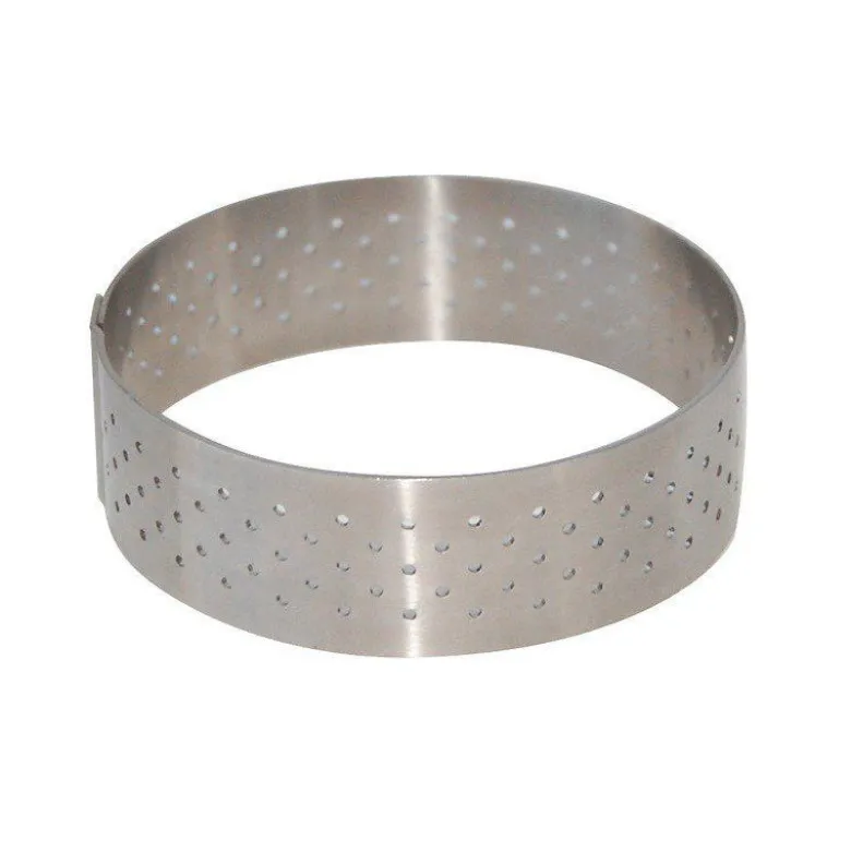 Cercle à tarte perforé rond 24,5cm Valrhona - De Buyer