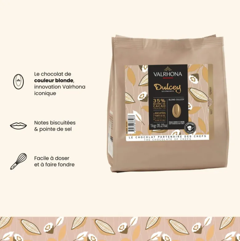 Chocolat de Couverture Blond Dulcey 35% 1kg - Valrhona