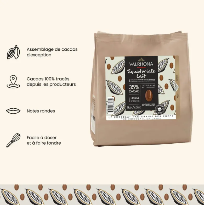 Chocolat de Couverture Lait Equatoriale 35% 1kg - Valrhona