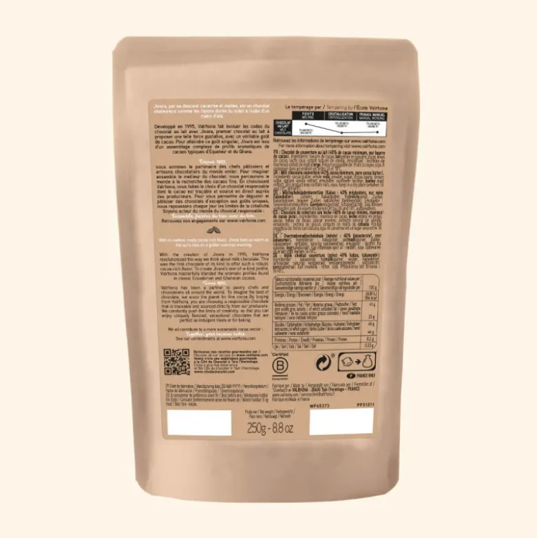 Chocolat de Couverture Lait Jivara 40% 250g - Valrhona
