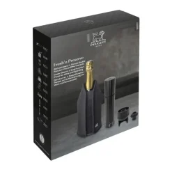 Coffret Pompe à Vin et Champagne Double Manuelle ABS + Rafraichisseur Frizz Noir - Peugeot