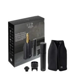 Coffret Pompe à Vin et Champagne Double Manuelle ABS + Rafraichisseur Frizz Noir - Peugeot