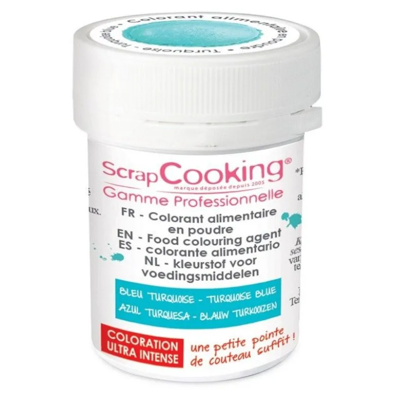 Colorant artificiel en poudre Turquoise 5g - ScrapCooking