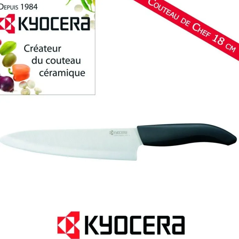 Couteau de chef céramique 18cm manche noir - Kyocera