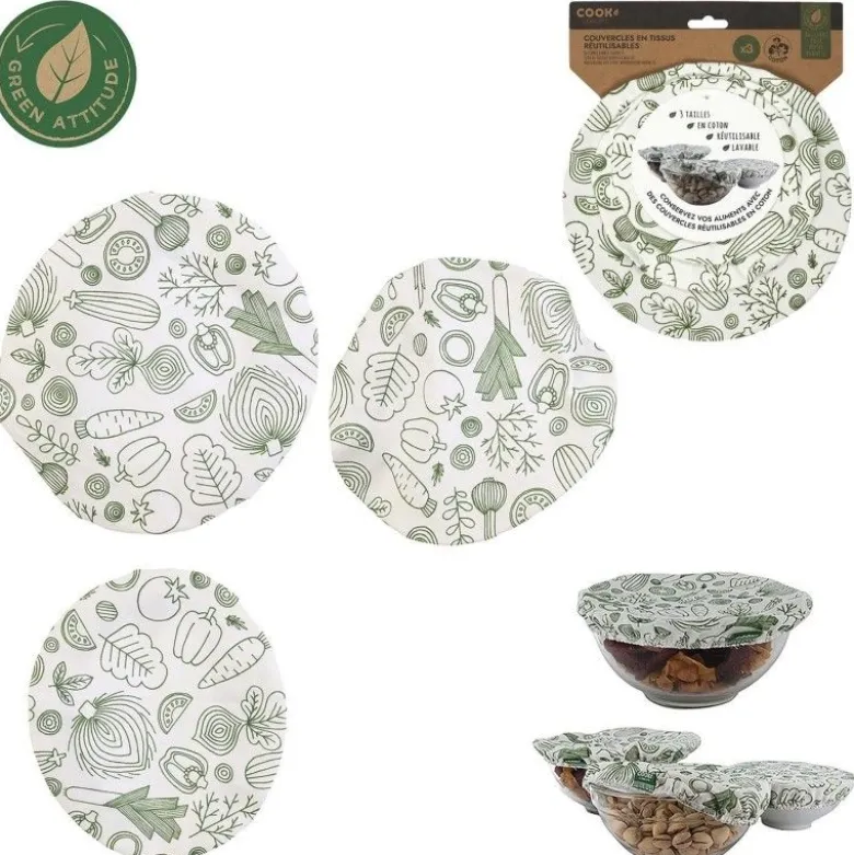 Couvercle en tissu reutilisable x3 - Cook Concept