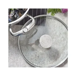 Couvercle en verre avec bouton inox 32cm - De Buyer