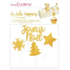 4 Décors bûche de Noël dorés - ScrapCooking
