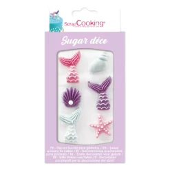 DDM Courte Décoration sucre sirène x6 - ScrapCooking