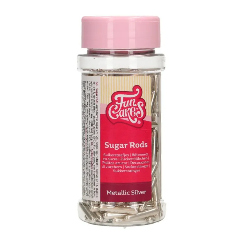 DDM Dépassée Bâtons de sucre métalliques Argent 70g - FunCakes