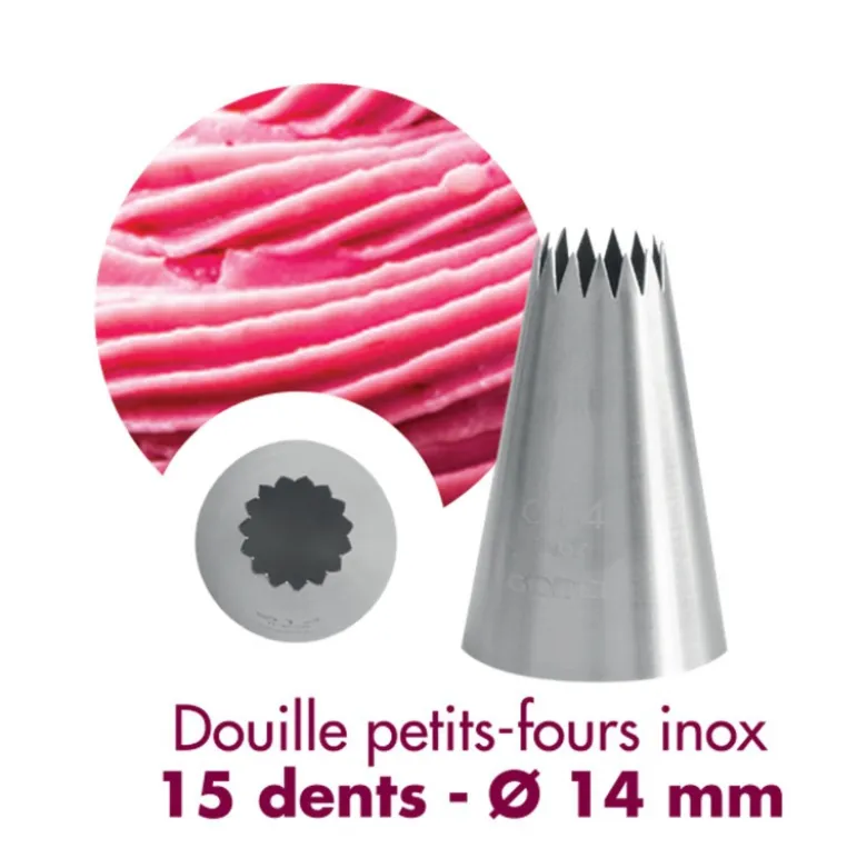 Douille Cannelée Petit Four Inox Ø 14 mm 15 Dents - Gobel