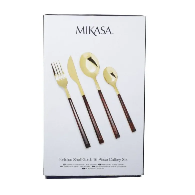 Ensemble de couverts écaille de tortue dorés x16 - Mikasa