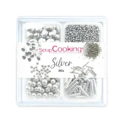 FIN DE SERIE Décors sucrés Argent Mix 63g - ScrapCooking