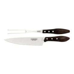 Fourchette et Couteau à Viande Inox et Technobois Churrasco - Tramontina