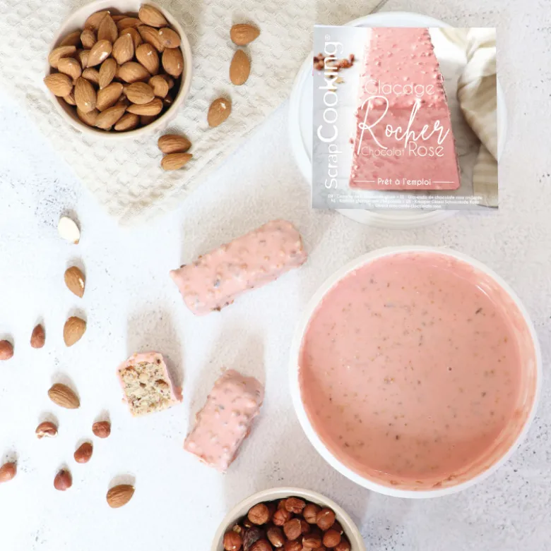 Glaçage rocher prêt à l'emploi chocolat rose 400g - Scrapcooking