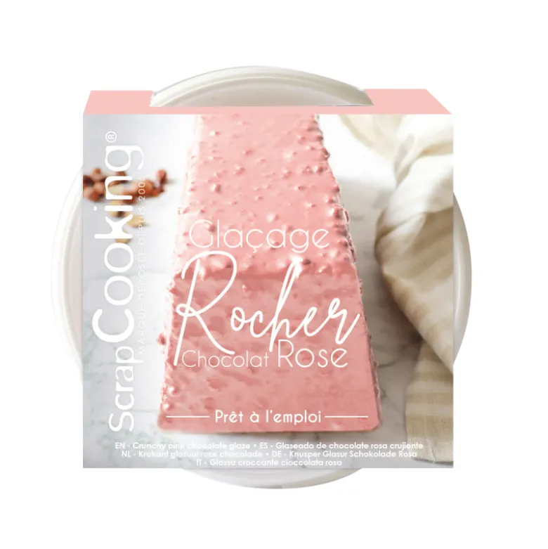 Glaçage rocher prêt à l'emploi chocolat rose 400g - Scrapcooking