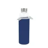 Gourde en verre 500ml + housse bleu marine - Yoko Design