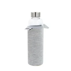 Gourde en verre 500ml + housse grise - Yoko Design