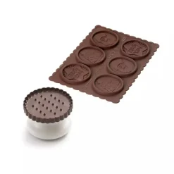 Kit Biscuit Chocolat Rond Noël Ø 5,7 cm (x6) - Silikomart