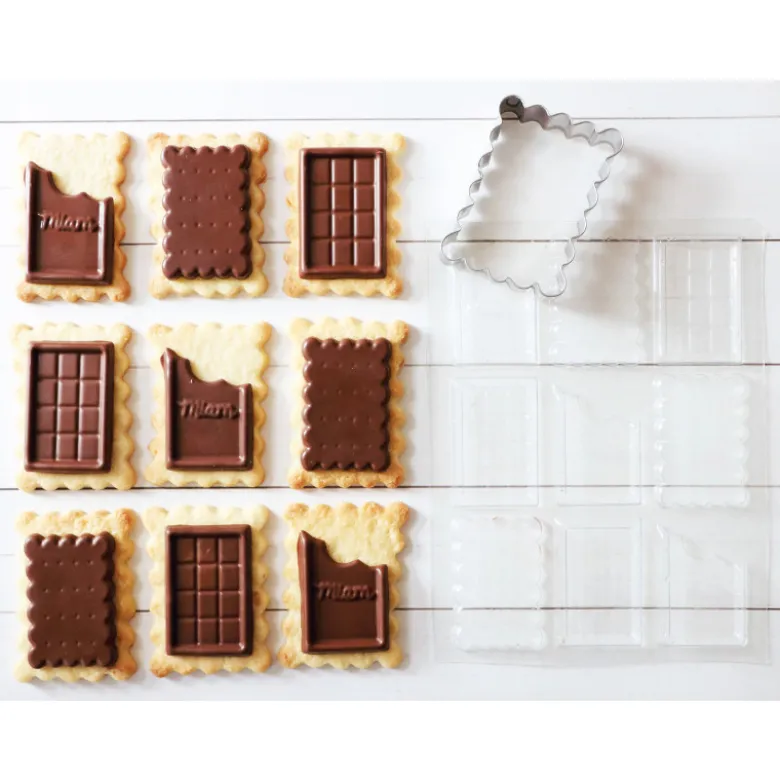 Kit emporte-pièce et moule Petits Beurre Chocolat x9 - ScrapCooking