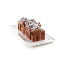Kit moule bûche 3D Winter Village silicone - Silikomart