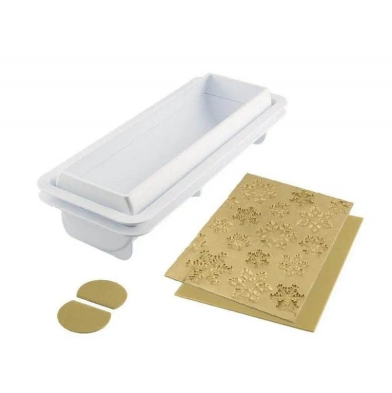 Kit moule bûche Frozen tapis silicone déco 3D - Silikomart