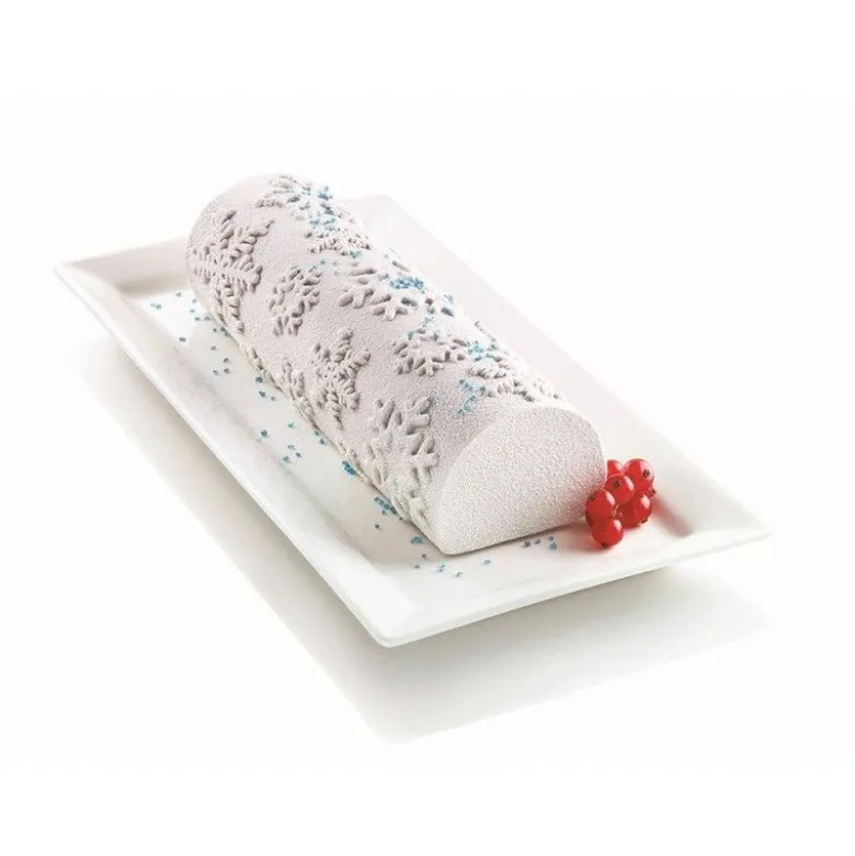 Kit moule bûche Frozen tapis silicone déco 3D - Silikomart