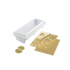 Kit moule bûche Starlight tapis silicone déco 3D - Silikomart