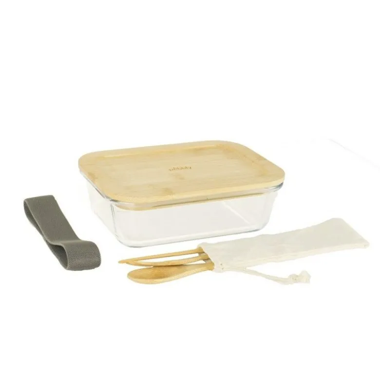 Lunchbox verre + couverts bambou - Pebbly